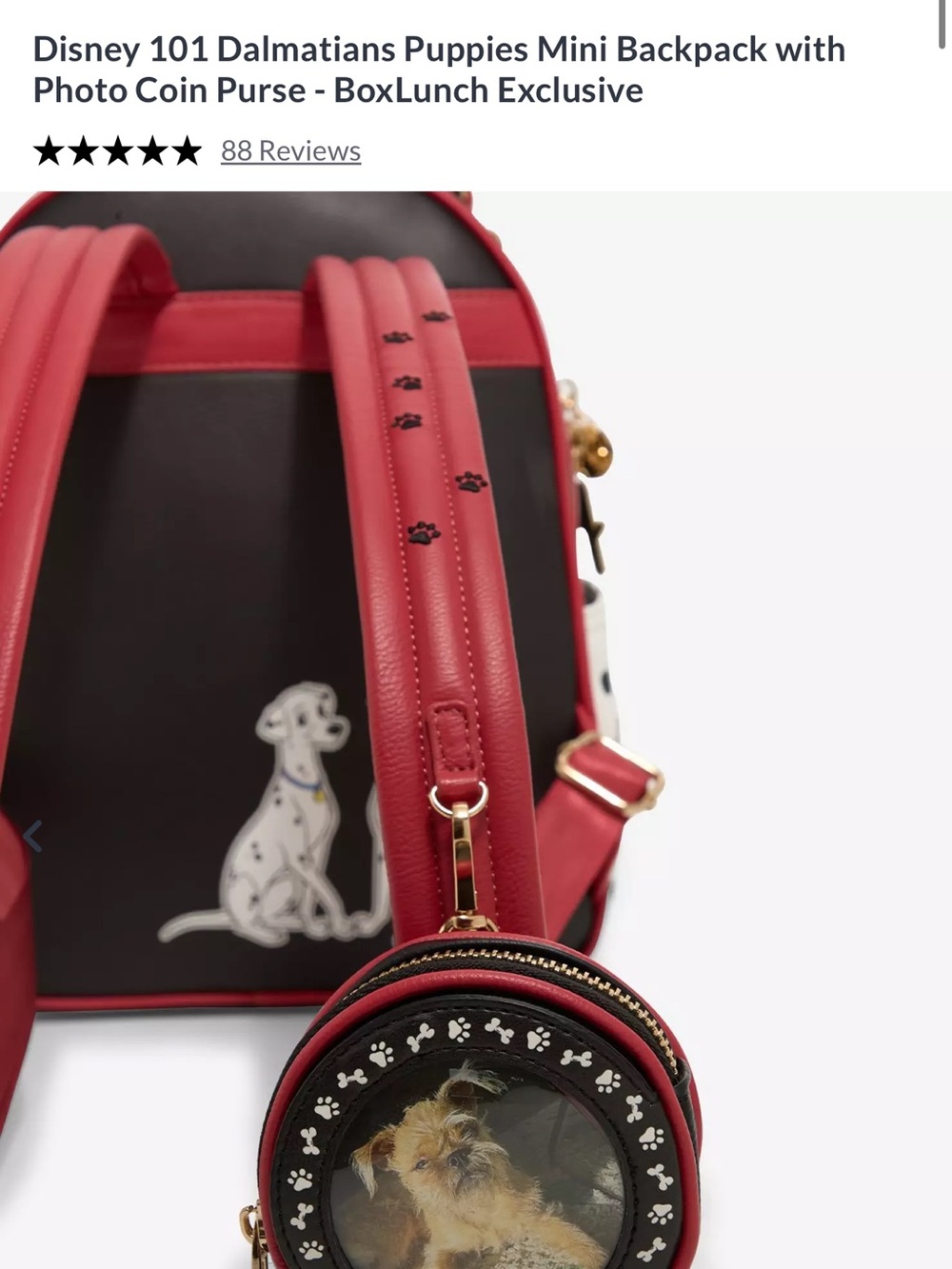 Disney 101 Dalmatians Puppies Mini Backpack - Black, Red, White - Picture 5 of 5